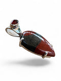 Bloodstone & Garnet Solid 925 Sterling Silver Pendant