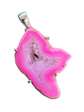 Pink Druzy Solid 925 Sterling Silver Pendant