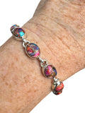 Kingman Pink Dahlia Turquoise Solid 925 Sterling Silver Bracelet