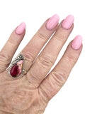 Kingman Red Rose Dahlia Solid 925 Sterling Silver Ring 6.5