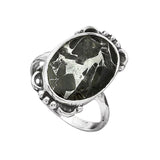 Obsidian & Zinc Solid 925 Sterling Silver Ring 8.5