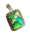 Kingman Peacock Dahlia Solid 925 Sterling Silver Pendant