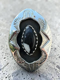 White Buffalo Shadow Box Solid 925 Sterling Silver Ring 9.5