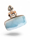 Caribbean Larimar & Blue Topaz Solid 925 Sterling Silver Pendant