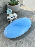 Owyhee Opal & Blue Topaz Solid 925 Sterling Silver Pendant