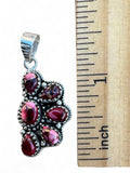 Kingman Red Rose Dahlia Half Flower Solid 925 Sterling Silver Pendant