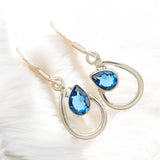 Lab Sapphire Solid 925 Sterling Silver Earrings