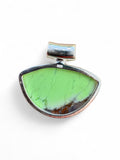 Lemon Chrysoprase & Onyx Solid 925 Sterling Silver Pendant