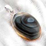 Banded Agate Solid 925 Sterling Silver Pendant