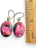 Kingman Pink Dahlia Turquoise Solid 925 Sterling Silver Earrings