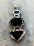 Black Onyx Silver Overlay Pendant