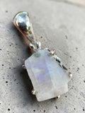 Rainbow Moonstone Solid 925 Sterling Silver Pendant