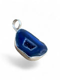 Blue Agate Druzy Solid 925 Sterling Silver Pendant