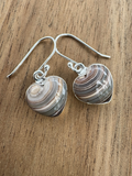 Heart Fordite Solid 925 Sterling Silver Earrings
