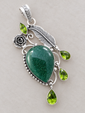 Green Aventurine & Peridot Silver Overlay Pendant
