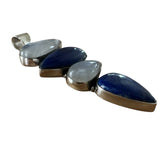 Blue Lapis & Rainbow Moonstone Solid 925 Sterling Silver Pendant