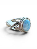 Caribbean Larimar Solid 925 Sterling Silver Ring 7.5