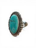 Kingman Turquoise Solid 925 Sterling Silver Ring 7