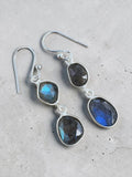 Faceted Labradorite Solid 925 Sterling Silver Earrings