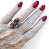 Triple Carnelian Solid 925 Sterling Silver Ring 5