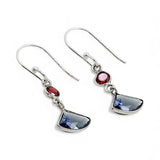 Tanzanite & Garnet Solid 925 Sterling Silver Earrings