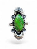 Kingman Green Mojave Turquoise Solid 925 Sterling Silver Ring 7