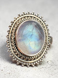 Rainbow Moonstone Solid 925 Sterling Silver Ring 10