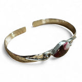 Kingman Red Rose Dahlia Solid 925 Sterling Silver Cuff Bracelet