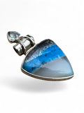 Blue Dendritic Opal & Blue Toothbrush Solid 925 Sterling Silver Pendant