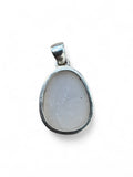 White Aura Titanium Druzy Solid 925 Sterling Silver Pendant