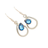Lab Sapphire Solid 925 Sterling Silver Earrings