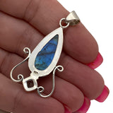 Labradorite & Blue Topaz Solid 925 Sterling Silver Pendant