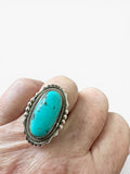 Kingman Turquoise Solid 925 Sterling Silver Ring 7