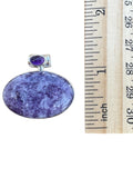 Lepidolite & Amethyst Solid 925 Sterling Silver Pendant
