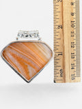 Orange Botswana Agate Silver Overlay Pendant