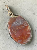 Red Moss Agate Silver Overlay Pendant