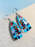 Inlay Mosaic Solid 925 Sterling Silver Earrings