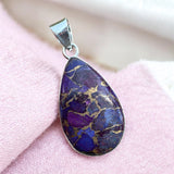 Purple Mojave Turquoise Solid 925 Sterling Silver Pendant
