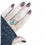 Kingman Turquoise & Spiny Oyster Solid 925 Sterling Silver Ring 10.5