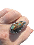Black Jack Turquoise Solid 925 Sterling Silver Ring 9