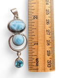 Caribbean Larimar & Blue Topaz Solid 925 Sterling Silver Pendant