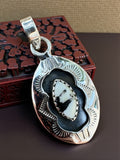 White Buffalo Shadow Box Solid 925 Sterling Silver Pendant