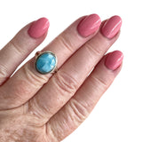 Caribbean Larimar Solid 925 Sterling Silver Ring 5