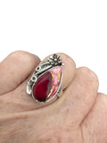 Kingman Red Rose Dahlia Solid 925 Sterling Silver Ring 6.5