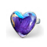 HEART Kingman Purple Dahlia Solid 925 Sterling Silver Ring 6.5