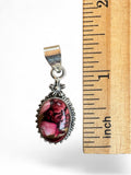 Kingman Red Rose Dahlia Solid 925 Sterling Silver Pendant