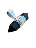 Black Tourmaline & Pearl Solid 925 Sterling Silver Pendant