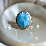 Caribbean Larimar Solid 925 Sterling Silver Ring 5