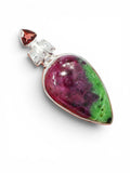 Ruby in Zoisite & Garnet Solid 925 Sterling Silver Pendant