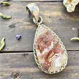 Crazy Lace Agate teardrop Solid 925 Sterling Silver Pendant
